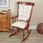 Klear Vu Omega Non-Slip Rocking Chair Cushion Set with Thick Padding and Tufted Design, Includes Seat Pad & Back Pillow with Ties for Living Room Rocker, 17x17 Inches, 2 Piece Set, Birch