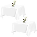 Showgeous 2 Pack White Square Table Cloth 52×52 Inch Polyester Tablecloth Square Fabric Table Clothes Washable White Table Covers for Wedding Banquet Restaurant Buffet Parties Camping