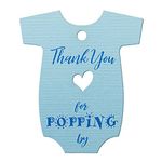 Summer-Ray 50pcs Baby Onesie Baby Shower Favor Thank You Tags Thank You for Popping (Blue)