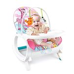 DOMENICO Newborn-to-Toddler Portable Rocker Chair with Tray with Vibration and Musical Mode, Supports up to 20 KG (44 lb), 0-36 Months - Giraffe Pink