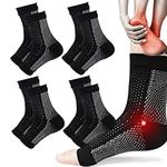 4 Pairs Plantar Fasciitis Socks, Neuropathy Socks for Women and Men,Soothe Relief Socks for Neuropathy Pain Women,Plantar Fasciitis Relief Compression Socks for Arch Pain, Fatigue(Black)