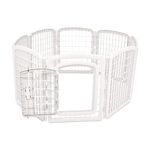 Amazon Basics 8-Panel Plastic Pet Pen Fence Enclosure With Gate - 59 x 58 x 28 Inches, White