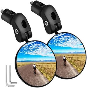 Sanctus Bike Mirror, 2Pcs Adjustable Bicycle Riding Rear View Mirror, Universal HD Safety Rearview Mirror, 360˚ Rotatable Handlebar Rearview Mirrors for Mountain Road Cycling Bikes