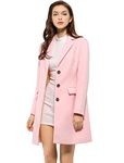 Allegra K Women's Notched Lapel Single Breasted Outwear Winter Coat Pink M