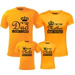 Hangout Hub HH13 Men's Women's Boy's & Girl's Round Neck T-Shirt Dad Mother Child Make Break The Rule (Yellow;Men XL(42);Women L(38) ;Boys-6-8Yrs;Girls-10-12Yrs) Pack of 4 Family T-Shirts