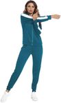 Parabler Jogging Suits, Women's Sports Suit, Two-Piece Tracksuit, Sports Set, Women's Fitness Tracksuit, Polyester Suit, Blue, XL, blue, XL
