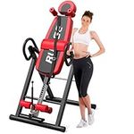 RUN.SE Inverted Machine - Household Inversion Table with Adjustable Height Back Stretcher Machine Heavy Duty Foldable Fitness Equipment for Lumbar Fatigue and Back Pain Relief(Red)