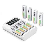 EBL Rechargeable AA Batteries (Pack of 8) 2800mAh with LCD & Individual Battery Charger for AA AAA Ni-MH Ni-CD Battery