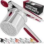 PriorityChef Large 15oz Potato Ricer, Heavy Duty Stainless Steel Potato Masher and Ricer Kitchen Tool, Press and Mash Kitchen Gadget For Perfect Mashed Potatoes - Everytime, Red