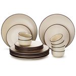 Bodhi House Handcrafted Stoneware Dinner Set Ceramic Set of 18 Pcs - 6 Dinner Plates, 6 Small/Quarter Plates and 6 Bowl/Katori | Microwave and Dishwasher Safe | Serving for 6 – Off White