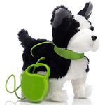 HollyHOME Plush Animated Puppy French Bulldog Toy Pet with Remote Control Leash Walking, Barking and Waging Tails Electronic Puppy 11 Inches Gifts for Kids