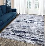 A2Z Rug for Living Room, 7'10"x10'10 Navy Grey Large Area Rug for Bedroom, Anti-Skid Durable Floor Area Carpets for Office & Home Decor, Monaco 1944 Soft Area Rug Short Pile