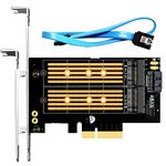 GLOTRENDS PA12 2-in-1 M.2 PCIe 4.0 X4 Adapter for One M.2 NVMe SSD and One M.2 SATA SSD, Support 2230/2242/2260/2280 M.2 SSD