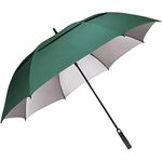G4Free 62 inch Extra Large Windproof Golf Umbrella Auto Open Umbrella Double Canopy Vented Anti UV Sun Protection Oversize Stick Umbrellas(Dark Green)