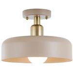 BISAMIYA Contemporary Semi Flush Mount Ceiling Light Fixture, Brass Accent Ceiling Light with Brown Shade, for Kitchen, Entryway, Hallway, Dining Room, Cafe