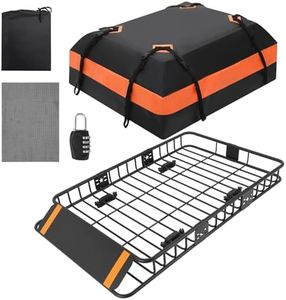 GarveeTech Roof Rack Cargo Basket 46" x 36" x 4.5" + Waterproof Cargo Bag 15 Cubic Feet, with Waterproof Cargo Bag, Outdoor Combination Lock, 200 LBS Capacity Universal Rack Carrier for SUV, Truck