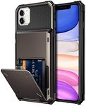 Vofolen Case for iPhone 11 Case Wallet 4-Card Holder Slot Flip Door Hidden Back Pocket Scratch-Proof Dual Layer Hybrid Bumper Armor Protective Hard Shell for iPhone 11 Case Gun Color