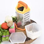 Bagonia Box Grater and Slicer for kitchen, Stainless Steel with 6 Sides, Best for Cheese, Vegetables, Ginger, Garlic Grater & Slicer, 430 Stainless Steel, Non Slip Plastic Bottom, Multi-Purpose With Plastic Storage and Lid