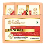 Khadi Organique Natural Herbal Peach Soap Pack of 3 (100% Handmade & Organic Soap)