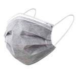 Ecnobia - 100 Pack Disposable Safety Face_Masks, Non-Woven Thick 3-Layer Breathable with Comfortable Elastic Earloop, Anti-Droplets & Haze Dust, Mouth and Nose Protection, Adults Size - Grey