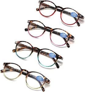 Reading Glasses Blue Light Blocking for Women,Ladies Readers with Pouches Anti Eyestrain/Glare Women's Computer Eyeglasses, 4 Pairs Mix Color, 2.0 X