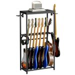 MAHANCRIS Guitar Stand for Acoustic Holder, Electric Guitar, Bass, Ukulele, Multiple Guitar Rack Holder, Floor Adjustable for Guitars, Guitar Amp Accessories, for Home Music Studio, Black AGSHB6701