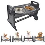 Cdipesp Elevated Dog Bowls 4 Height Adjustable Raised Dog Bowl Stand with Double Stainless Steel Dog Food and Water Bowl Non-Slip Feet Adjust to 3.3",4.5", 5.7", 6.9" for Small Medium Large Dog Pets