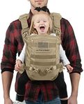 Front Facing Baby Carrier for Dad | Ergonomic Baby Carrier for Men | Infant to Toddler | Military Design Holder with Lumbar Support | Great for Hiking and Travel | MOLLE Compatible | Desert Khaki