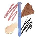ALLEYOOP Pen Pal 4-in-1 Touch Up Makeup Pen - Eyeliner in Black, Lip Liner in Pink, Highlighter Stick in Champagne, Eyebrow Pencil in Taupe - Travel Makeup Pen, Cruelty-Free & Vegan (In a Rouge)​