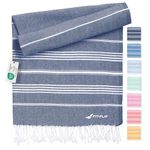 Fit-Flip Hammam towel - Beach towel XXL made from 100% recycled cotton - Quick-drying Turkish hammam beach towels, fouta, pestemal Turkish towels ideal as a Turkish blanket – Navy – 100x200cm Sultan