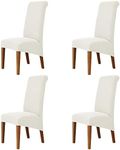DASORY Large Chair Covers for Dining Room, Soft Stretch Chair Slipcover for Large Size Dining Chair, Washable Removable Parsons Chair Protector,Set of 4,White