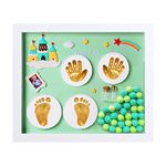 Mold Your Memories Baby Clay Handprint & Footprint Wooden Frame With Led Light Safe And Non-Toxic Clay New Born Gift 1St Birthday Gift Baby Shower Gift (Green Castle) Pack Of 1