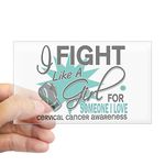 CafePress Fight Like A Girl For My Cervical Cancer Sticker (Rectangle Bumper Sticker Car Decal