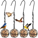 Txkrhwa 4 Pack Suet Ball Bird Feeder Set Metal Bird Feeding Station Kit with Hanging Chain Squirrel Proof Bird Feeders for Outside Hanging Hummingbird Feeders for Wild Birds Outdoor Garden