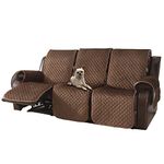 LUFEIJIASHI Non Slip Recliner Sofa Covers,Velvet Waterproof Recliner Couch Covers for 3 seat,Washable Reclining Couch Cover Furniture Protector for Dogs,Pets (Brown, 3 Seater)