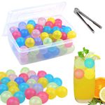 60 Pack Reusable Ice Cube, Plastic Ice Cubes Round for Drinks, Reusable Ice Ball Globe Shape BPA Free, Freezable Ice Balls for Coolers, Whiskey, Vodka, Coffee, Cocktails, Beer or Wine