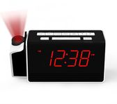 iTOMA Projection Alarm Clock for Bedroom with 180° Rotatable Projector, FM Radio, Red LED Display, 4-Level Brightness Dimmer, Dual Alarm, Snooze,12/24H CKS512U