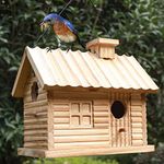 Bird House 2hole Bird House Outdoor Bird Nesting Box, Bird House for Outside,Large Wooden Bird Box