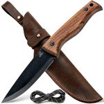 BeaverCraft Bushcraft Knife Full Tang with Leather Sheath Fixed Blade Knives Bushcraft Knife Carbon Steel Bush Knife Camping Knife Survival Camp Travel Knife Bushcraft Gear Tools | BSH3 Nightfall