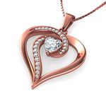 DEPHINI - Elegant Necklace - Rose Gold 925 Sterling Silver - Heart Pendant with CZ Crystals - women's fine jewellery - 18" Chain - Rhodium Plated