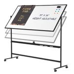 Dry Erase Whiteboard Easel on Wheels - TANKEE 70" x 36" Large Double Sided Mobile Whiteboard, Reversible Magnetic Rolling White Board for Home Office Classroom, Flip Chart Holders and Paper Pad