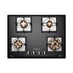 BLOWHOT Krypton 4S Battery Operated Built - In Gas Hob Heavy Full Brass Burners | Multi Flame Function | Toughened Glass Top |One Jumbo Triple Ring, Two Double Ring and One Small Burner - Black