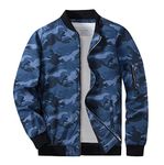 KEFITEVD Men Casual Lightweight Jacket Summer Thin Baseball Jackets with Multi Pockets,Sea blue Camo,XL