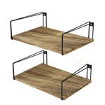 SRIWATANA Wide Floating Shelves, Rustic Wood Wall Shelves Set of 2, Wall Mounted Shelves with Large Capacity for Many Rooms Decor