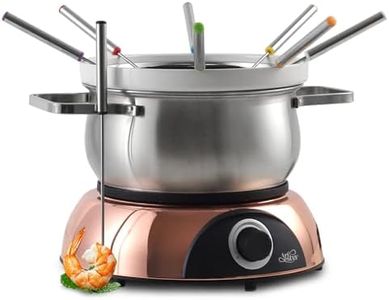 Artestia Electric Chocolate & Cheese Fondue Set with Two Pots (Stainless Steel and Ceramic), Serve 8 persons (C. Stainless Steel/Ceramic Pots, Rose-gold Base)