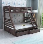 Ganpati Arts Sheesham Wood Italian Bunk Bed Twin Over Bed with Ladder Wooden Bunk Bed with 2 Drawer Storage for Bedroom Living Room Home - (Walnut Finish) 1 Year Warranty