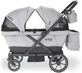 Larktale Caravan Coupe Quad, Gray/Black - Compact Stroller/Wagon for Kids & Babies - Seats up to Four Passengers with 215 lbs. Total Weight Capacity - Dual Sun Canopies - 2024 Version