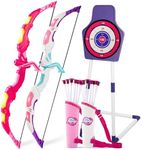 Bow and Arrow Set Girl Toys: 2 Pack LED Light Up Archery Set with 20 Suction Cup Arrows, Birthday Gift for Girls 5 6 7 8 9 10 11 12 Year Old, Outdoor Activities Toys Essentials for Kids Age 4-8 8-12