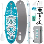 FunWater 8'×30"×4" Paddle Boards SUP Inflatable Stand Up Paddle Board with Paddle Board Accessories,Fin,Adjustable Paddle, Pump,Backpack, Leash, Waterproof Bag for Tourism