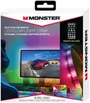 Monster 6.5ft Multicolor/Multi-Zone LED Rainbow Flow Light Strip, Customizable Colors/Flash Modes/Brightness With Remote Control, Backlight HDTVs/Computer Desktops